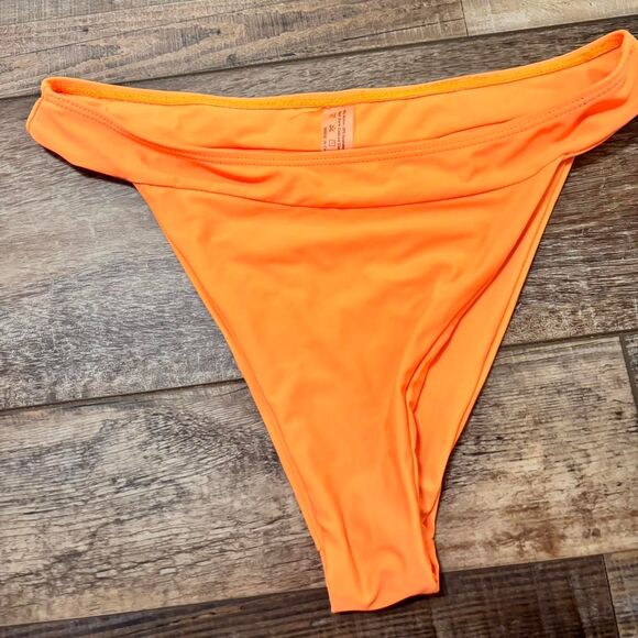 SHEIN Orange Hi Rise Swimwear Women's Vacation Beach Medium Bikinis Bottom - Picture 1 of 3